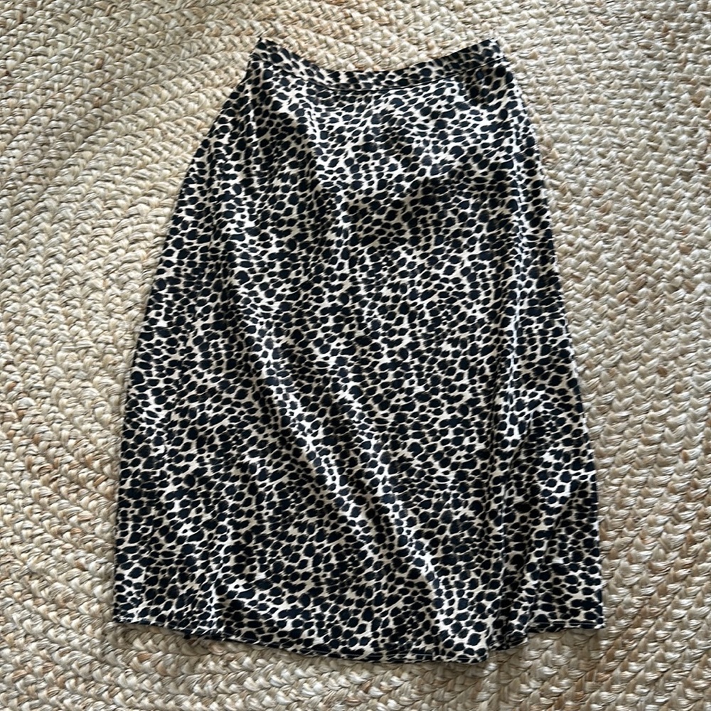 Leopard print silk midi skirt